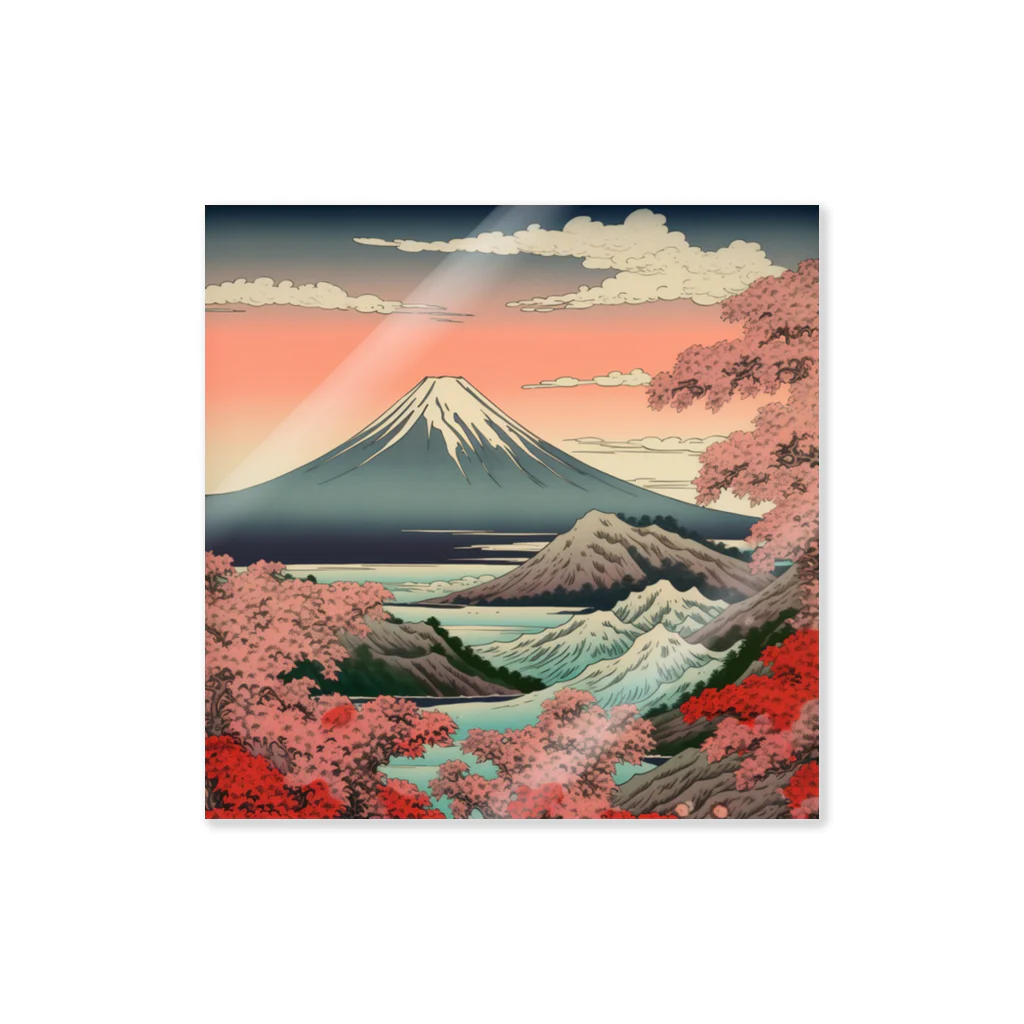 和柄屋 - WAGARAYAの富士山　Mt.Fuji traditional Japanese pattern ステッカー