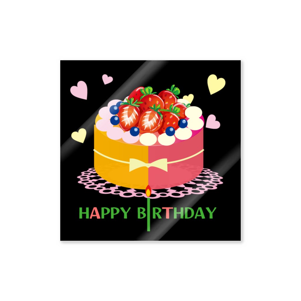 Little AngelsのHAPPY・BIRTHDAY/ケーキ（黒） Sticker