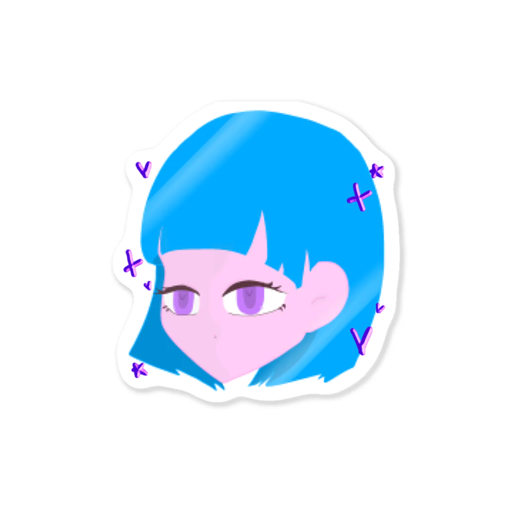 mimmmmの青髪ちゃん カオ Sticker