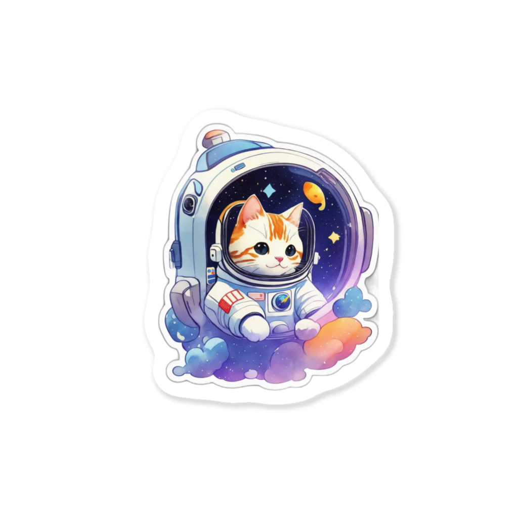 dolphineのとっても可愛いネコの宇宙飛行士 ステッカー