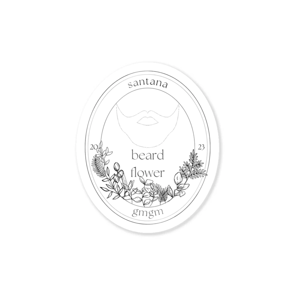 santanaのbeard flower 03 : White ステッカー