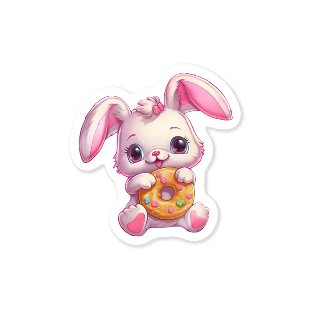 Ambi's StyleのCute Bunny and Donut 01 ステッカー