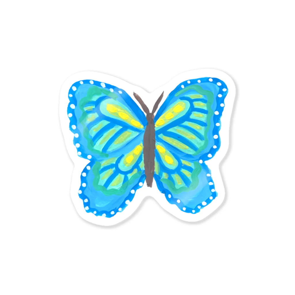 34illustrationの青い蝶々 ステッカー