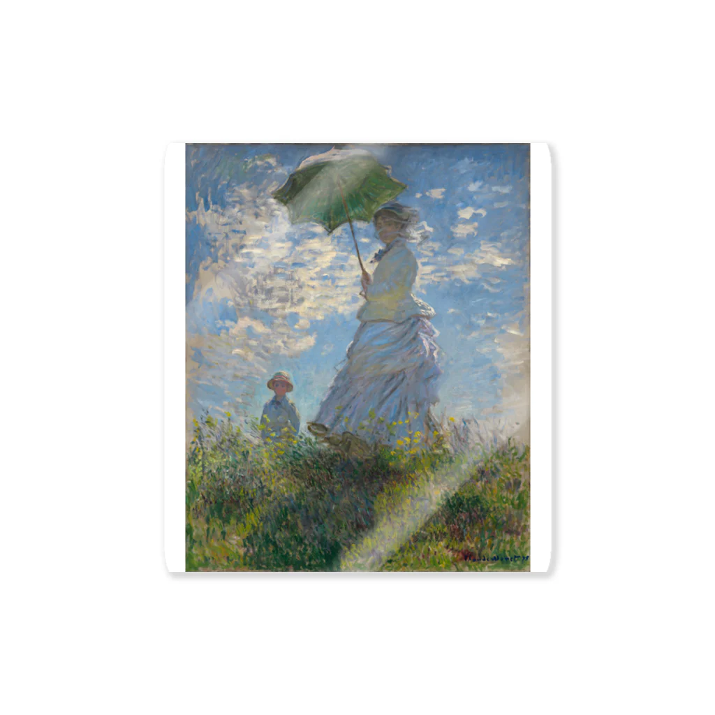 世界美術商店の散歩、日傘をさす女性 / Woman with a Parasol - Madame Monet and Her Son ステッカー