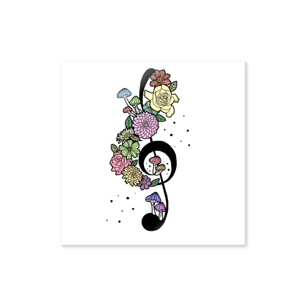 hagiKIRIEの音符にきのことお花を生やしてみました Sticker