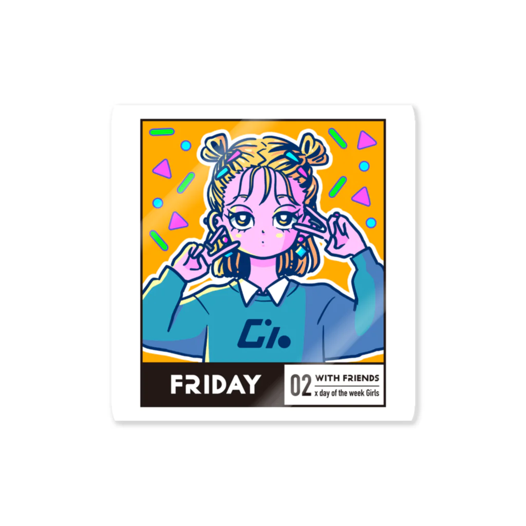 x曜日の彼女 の02-5-with friends-Friday ステッカー