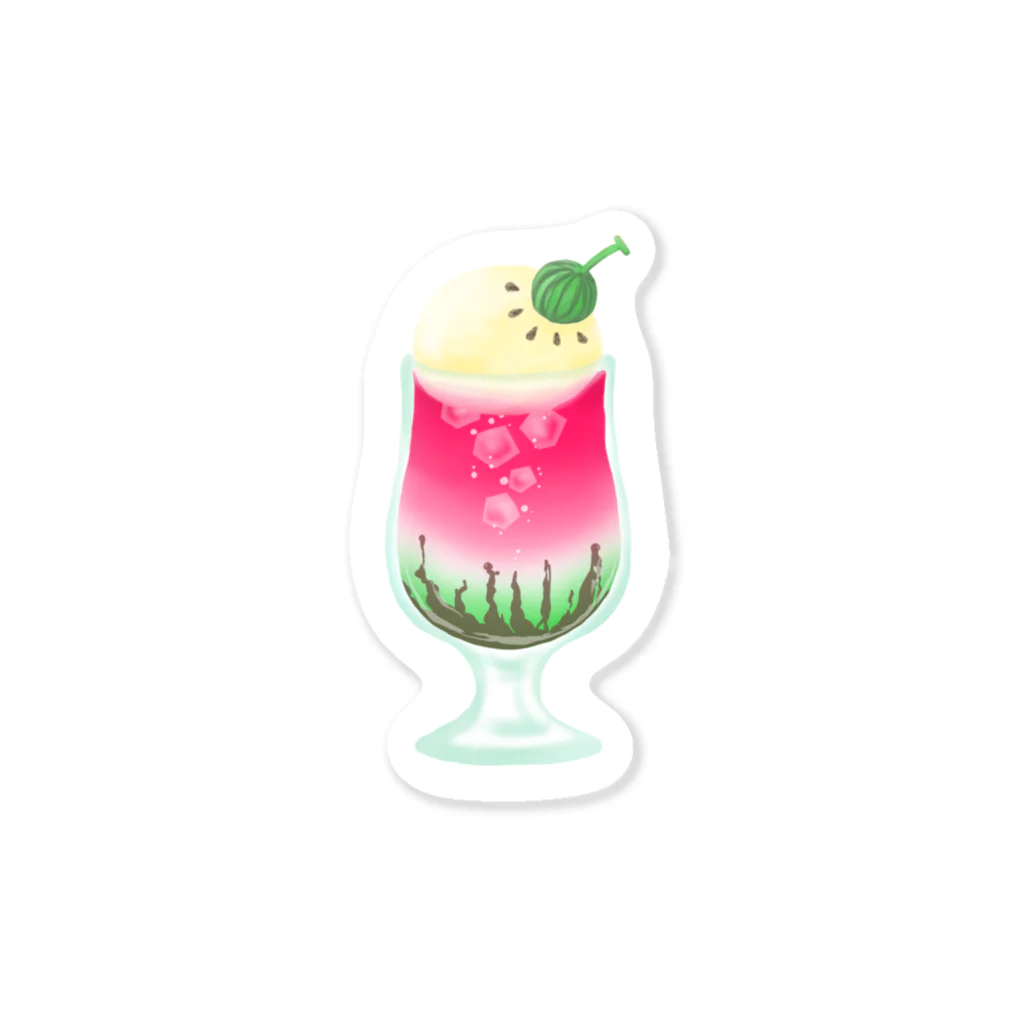 西瓜珈琲のスイカのクリームソーダ Sticker