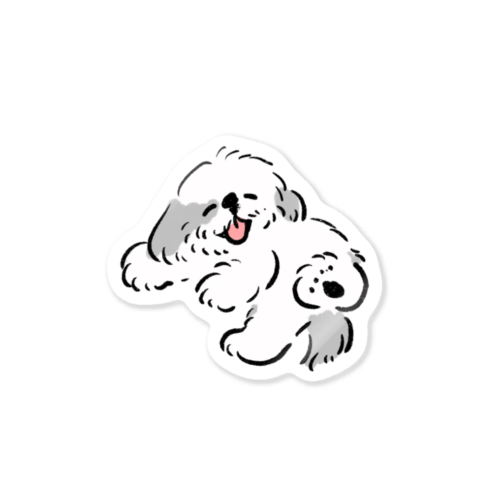 ぺろぺろぺろぺろ【せいこせんせい】のシーズー ニコニコ 　グレー　【せいこせんせい】犬 Sticker