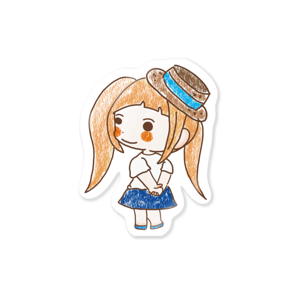 ぴーちゃんファミリーの麦わら帽子のおんなのこ Sticker