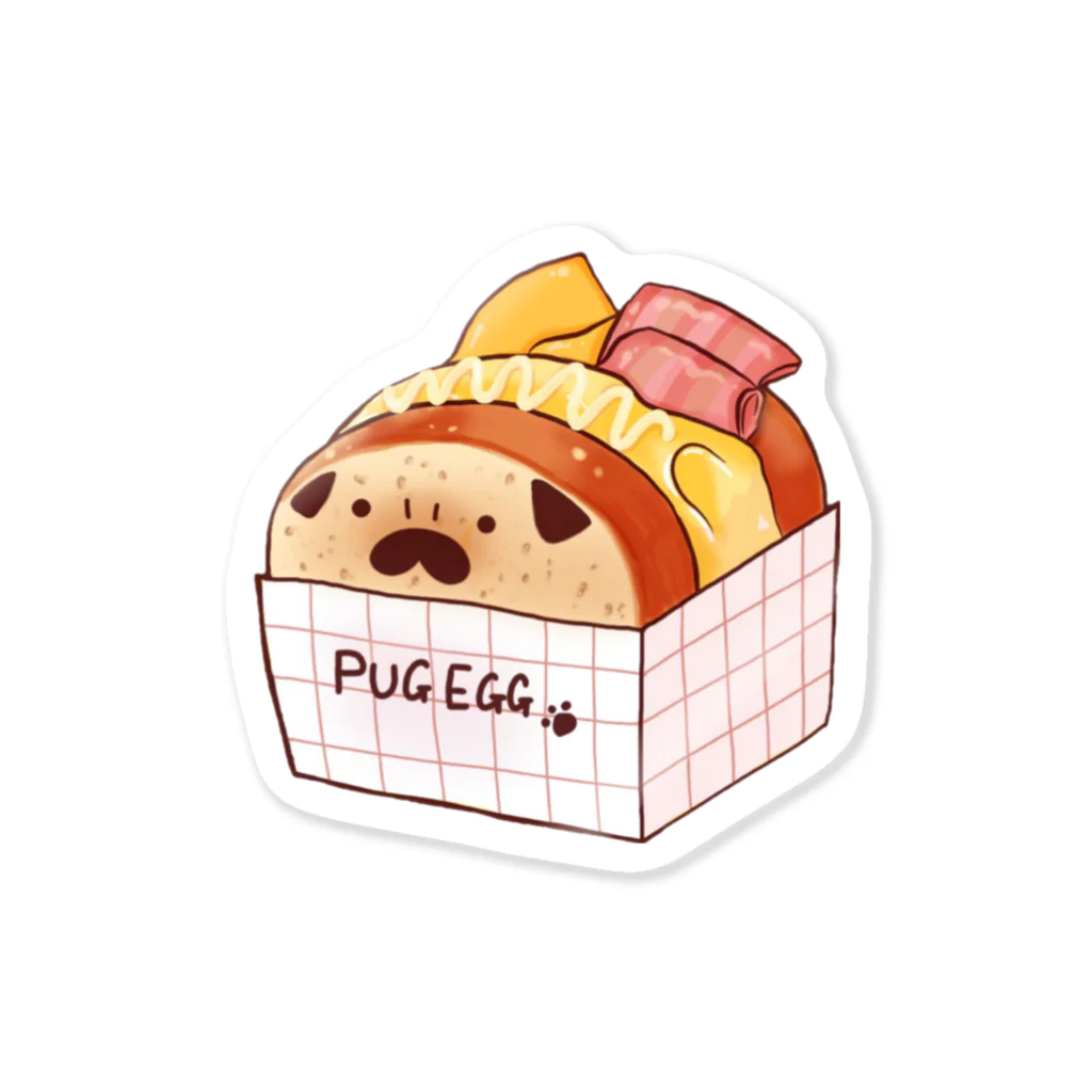 PUG LOVEのパグちゃんエッグトースト Sticker