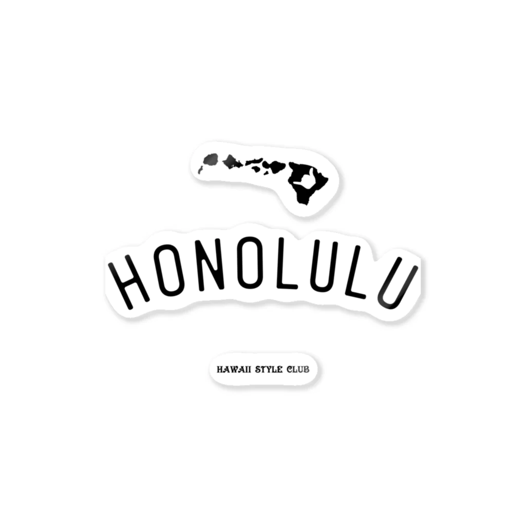 ハワイスタイルクラブのHONOLULU　BLK LOGO ステッカー