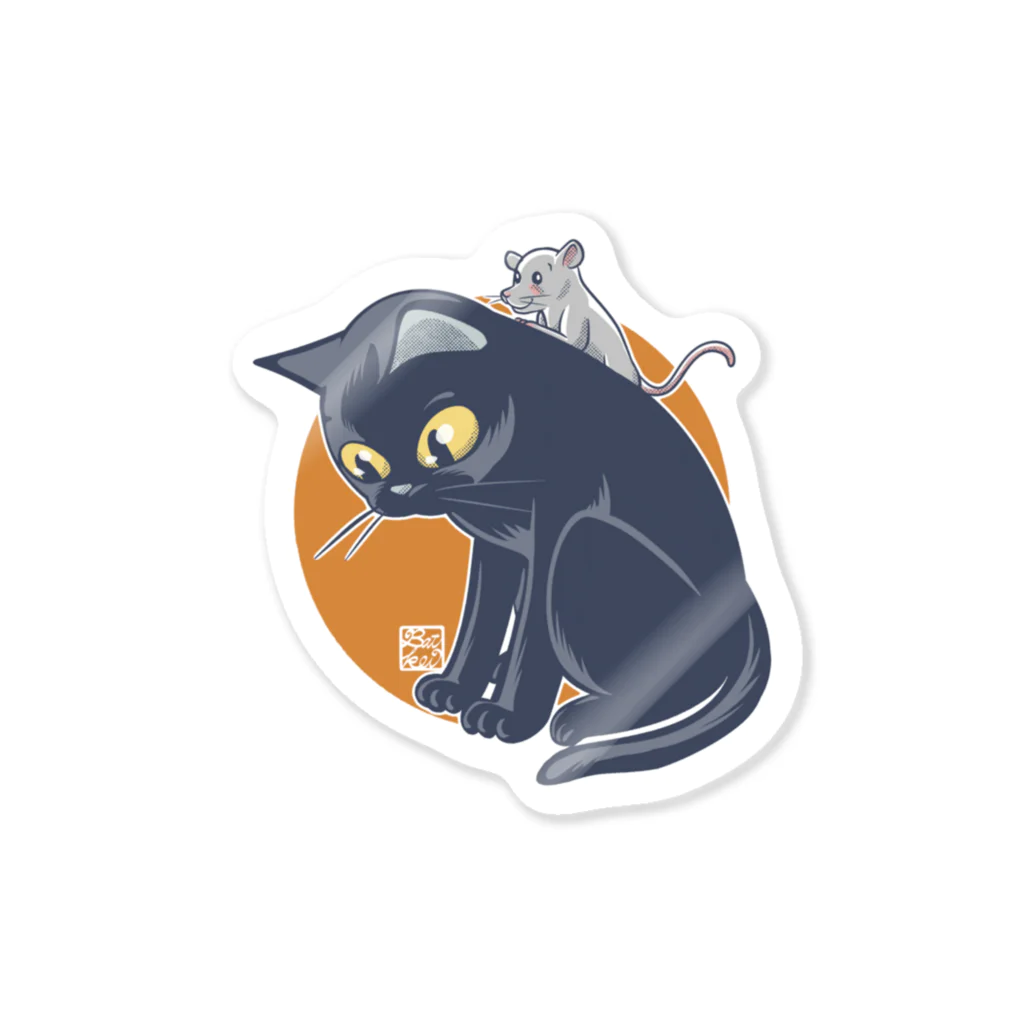 BATKEI ARTの黒猫の背中に Sticker