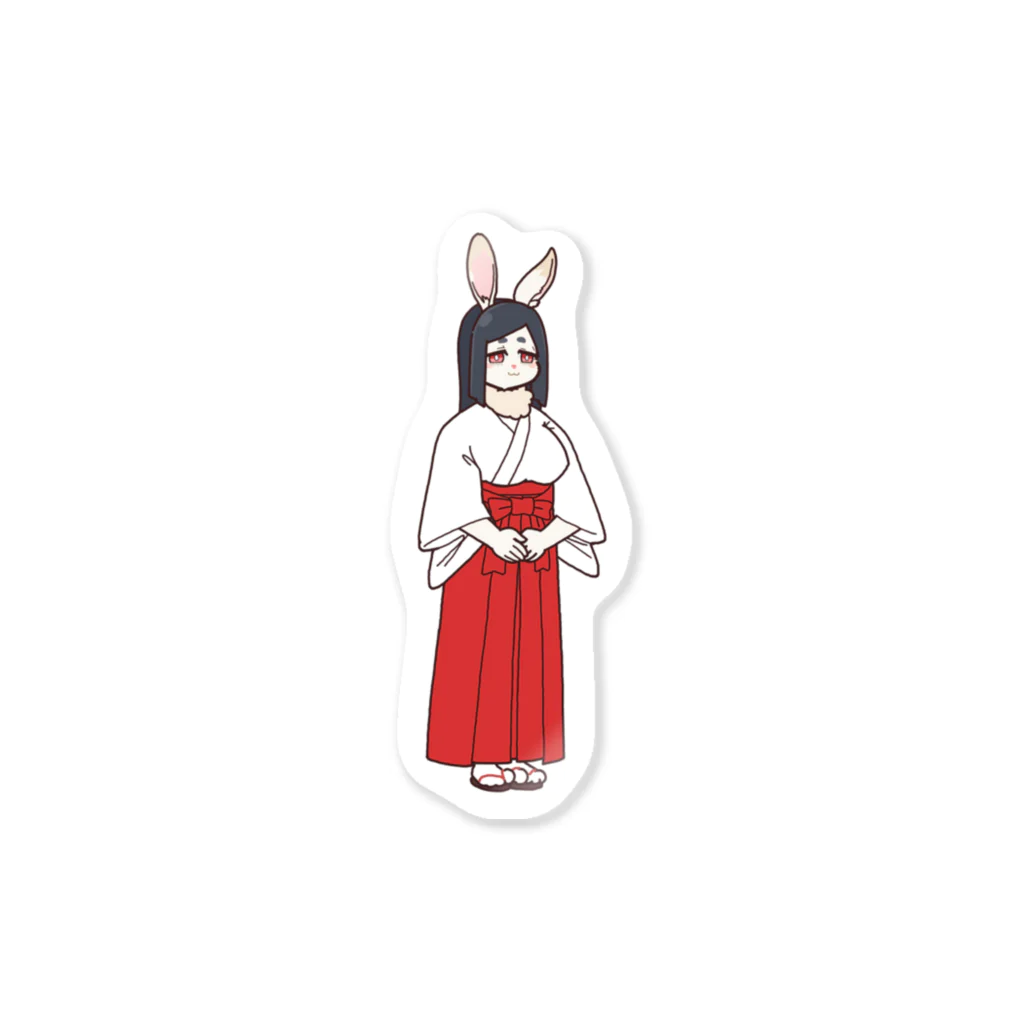 TukaretaINUのうさぎ巫女さん Sticker