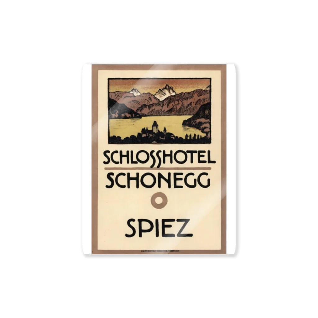 YS VINTAGE WORKSのスイス・ベルン州シュピーツのシャトーホテルの古い広告 Sticker