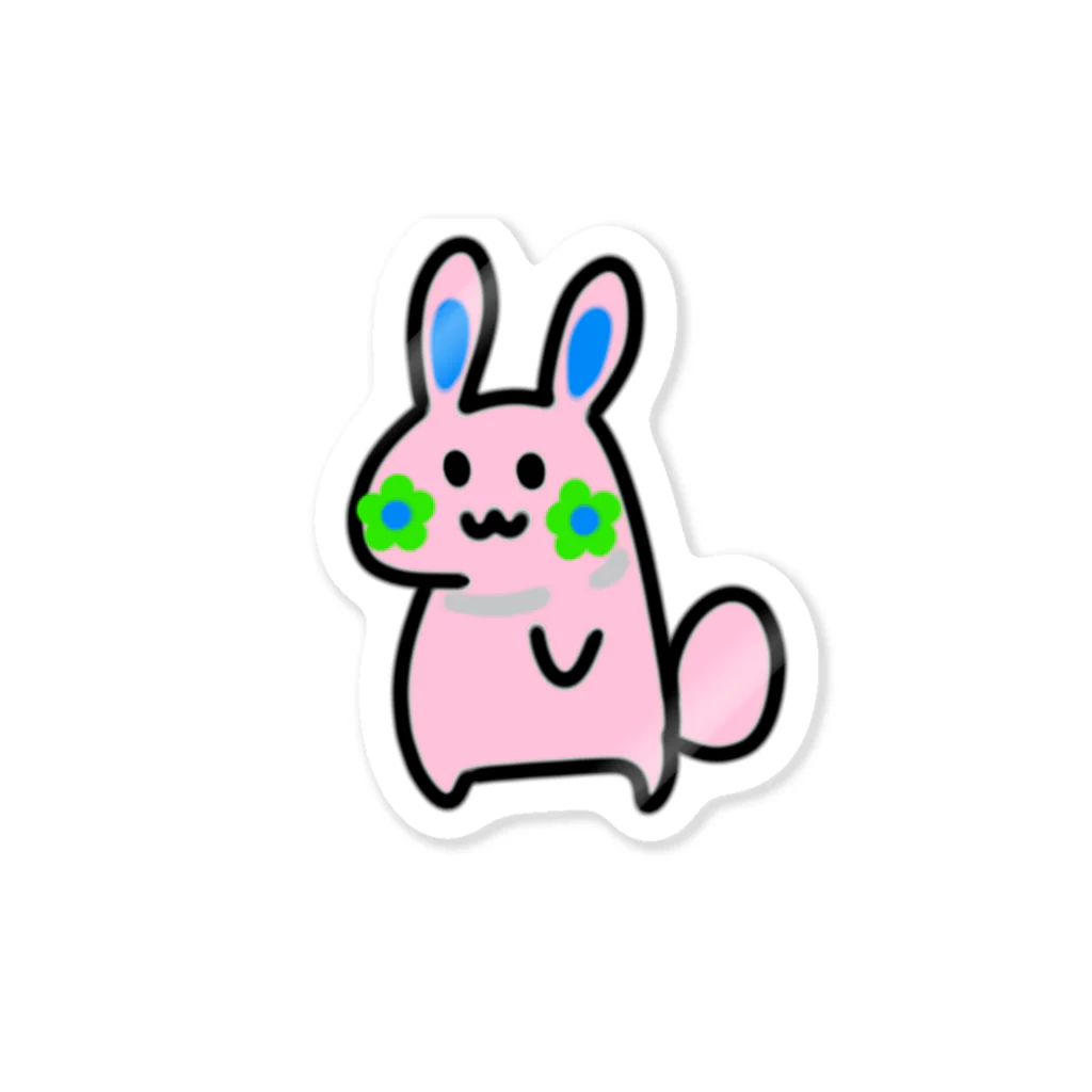 anko_koshianのお花ウサギ🌼🐰ピンク Sticker