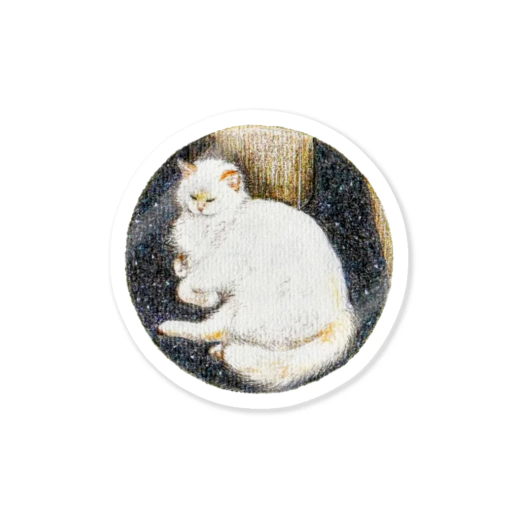 tori-nanbanの白い猫_円 Sticker