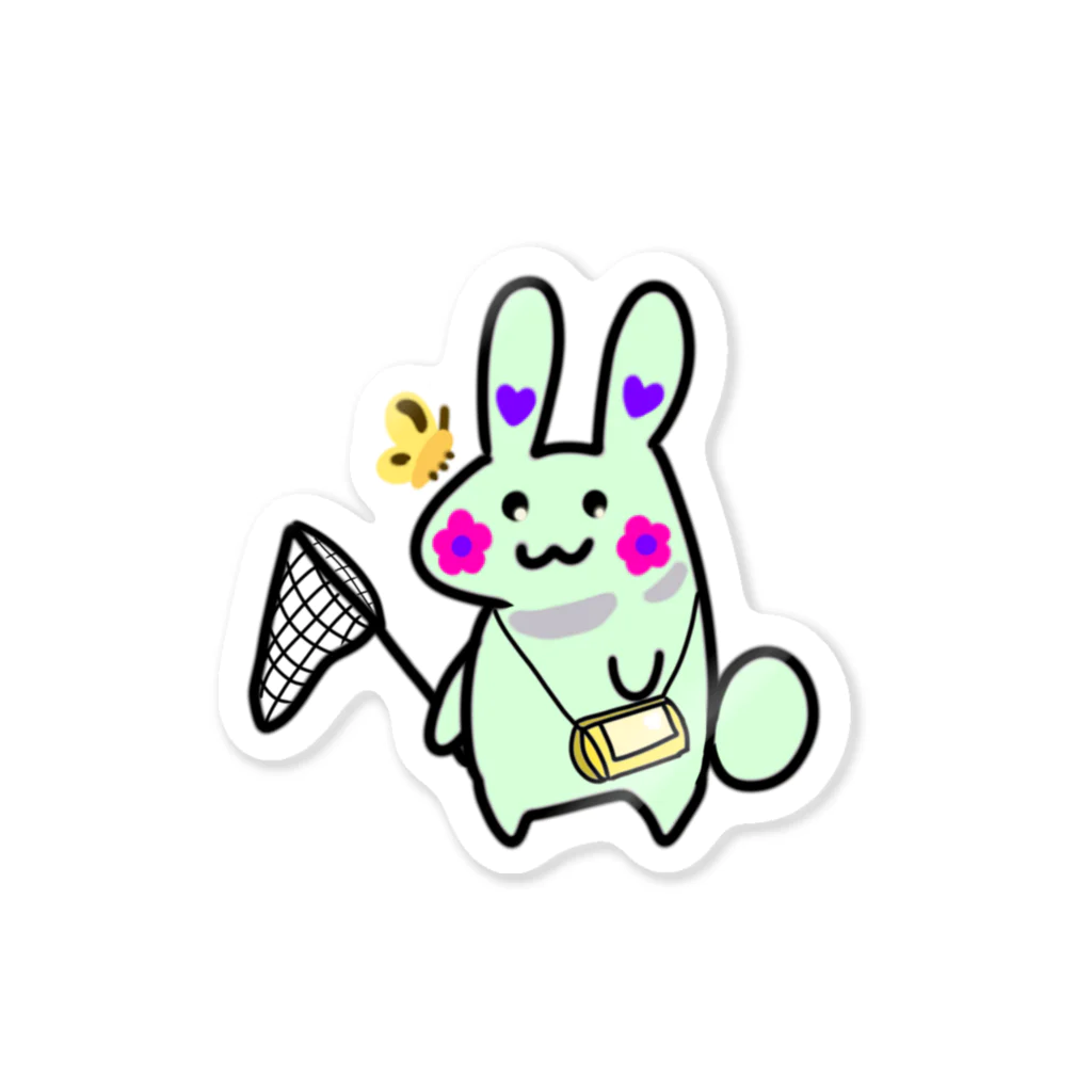 anko_koshianのお花ウサギ🌼🐰ライトグリーン Sticker