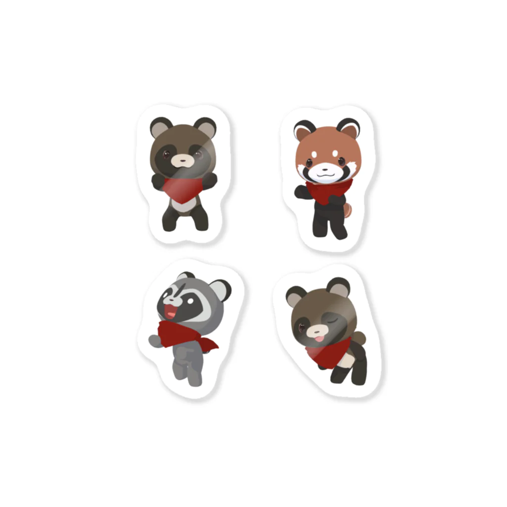 sora × 3D LEELEE Shopのたぬきとレッサーパンダとアライグマ 【3D LEELEE】 Sticker