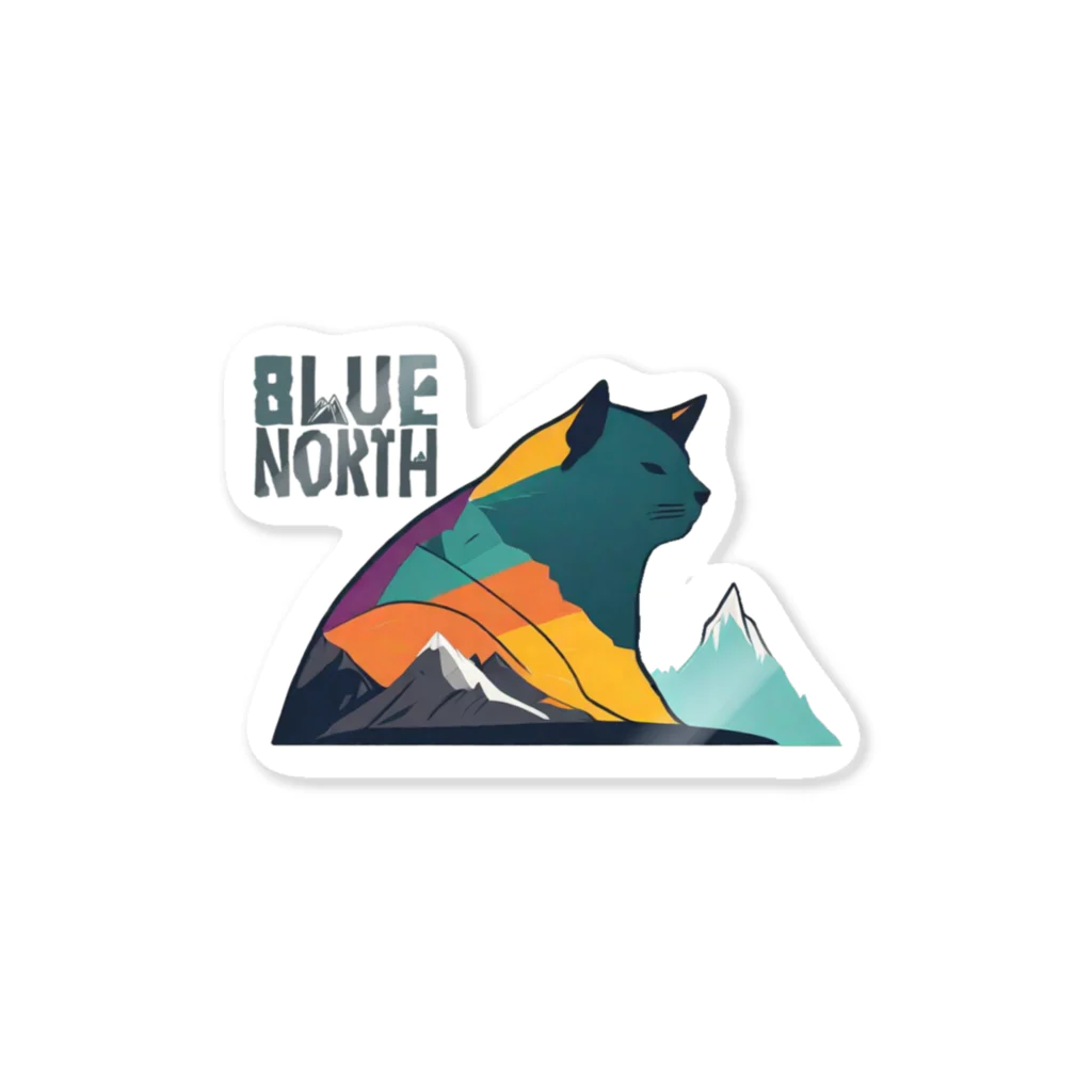 aokitaの【BLUE NORTH】ヤマネコデザイン「ぬーん」 Sticker