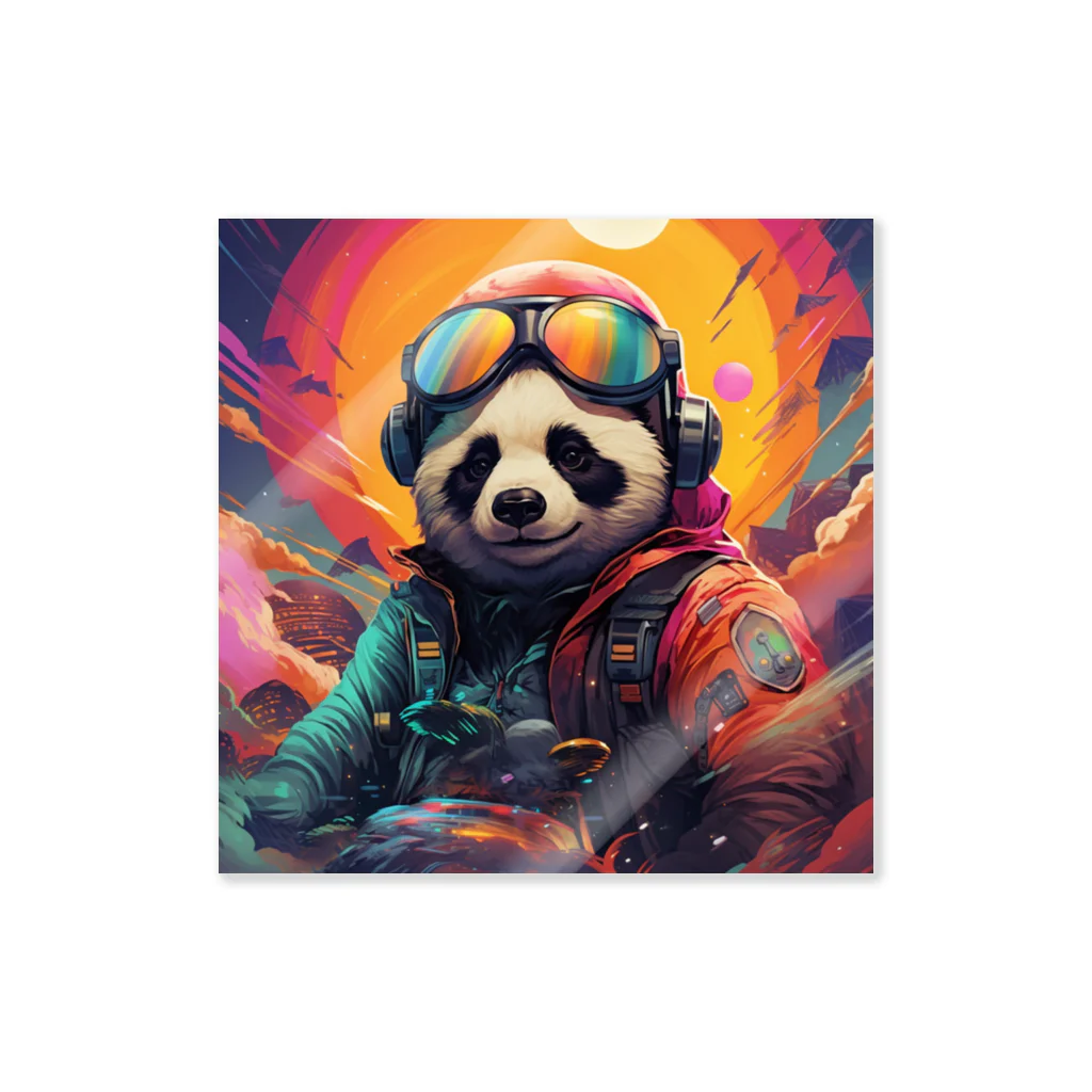 MiraCode　(by AI design)のFuture Funk Panda ステッカー