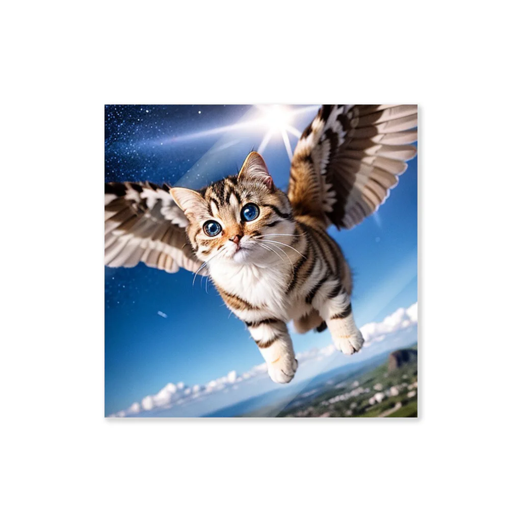 かわいい旅人のFlying cat Sticker