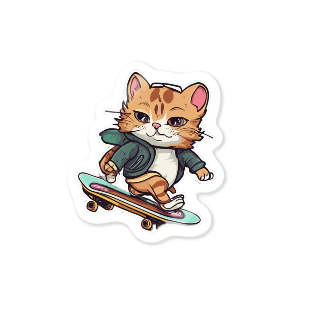 かわいい旅人のスケボーキャット2 Sticker