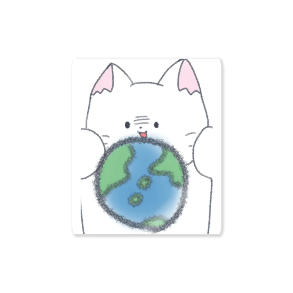 なくも/イラストレーターの今日は世界猫の日。 ステッカー