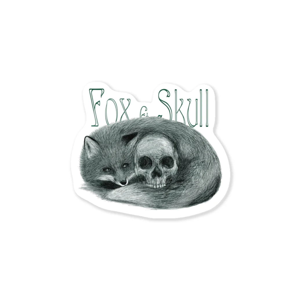 キツネサンビキのFox＆Skull Sticker