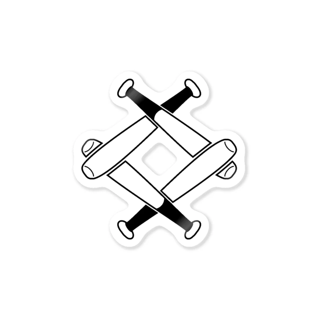 蛇口〆太のお店の無い家紋-互い金属バット菱- Sticker