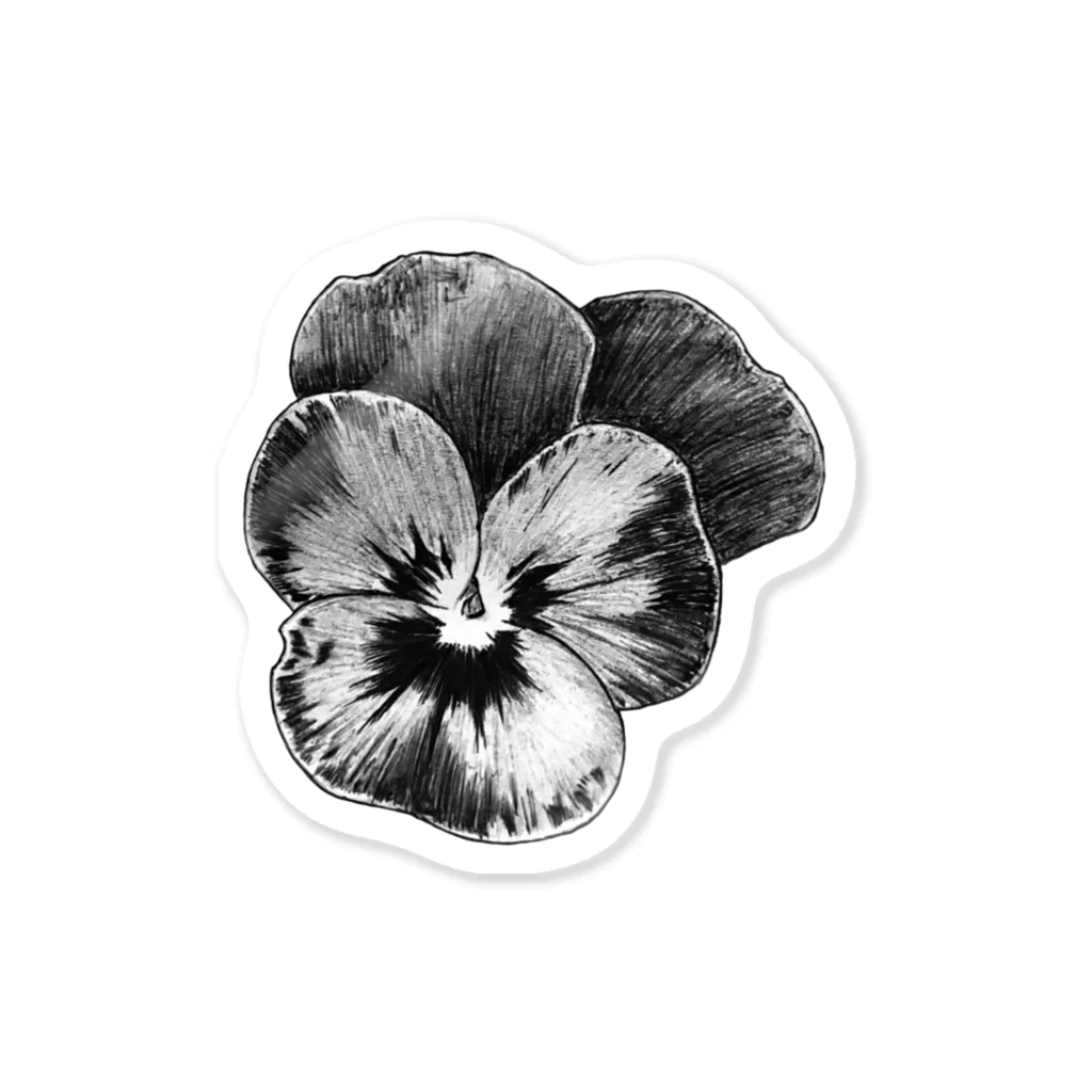 ペンで描く植物の詩のpansy(黒) ステッカー