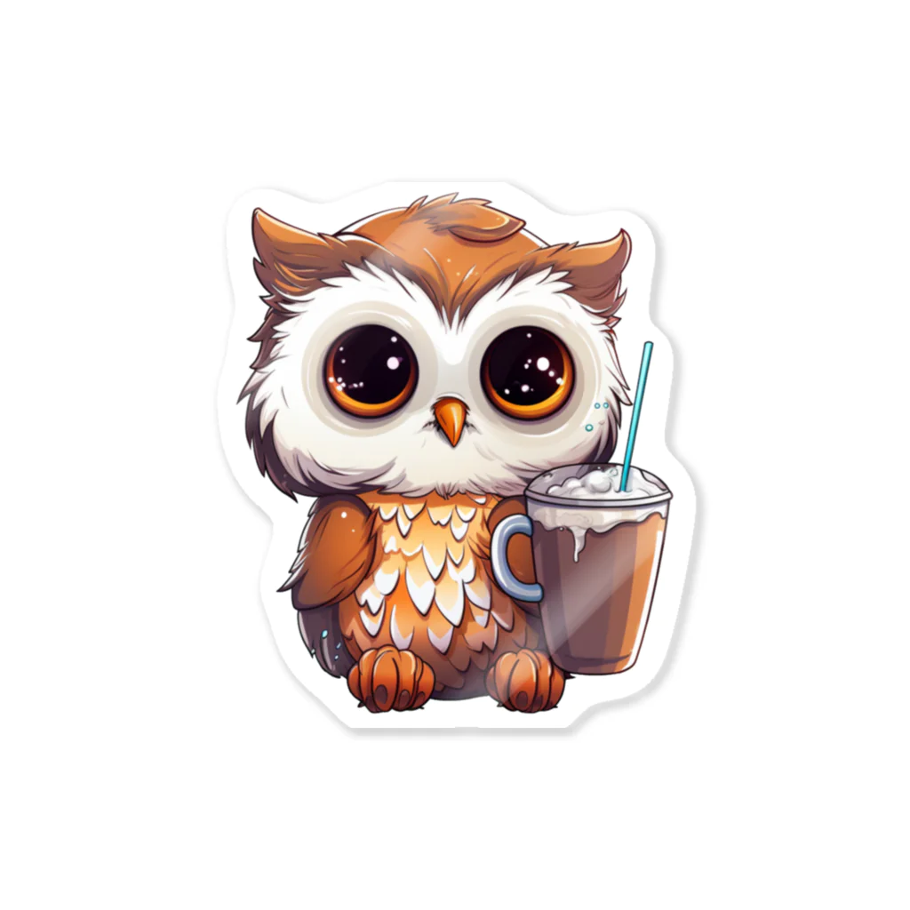 Vasetti_pressのフクロウとコーヒー Sticker