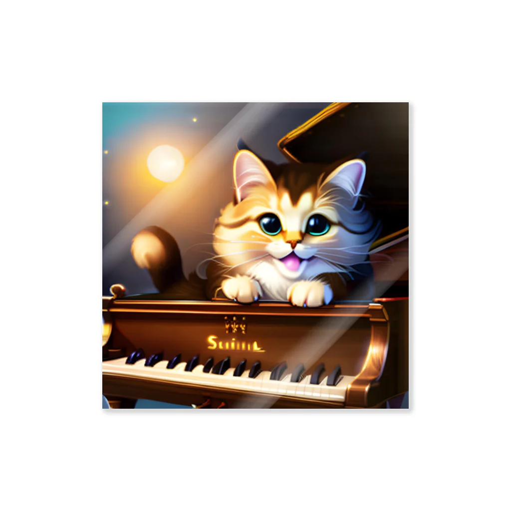 kitten pianistの子猫ピアニスト-1 ステッカー