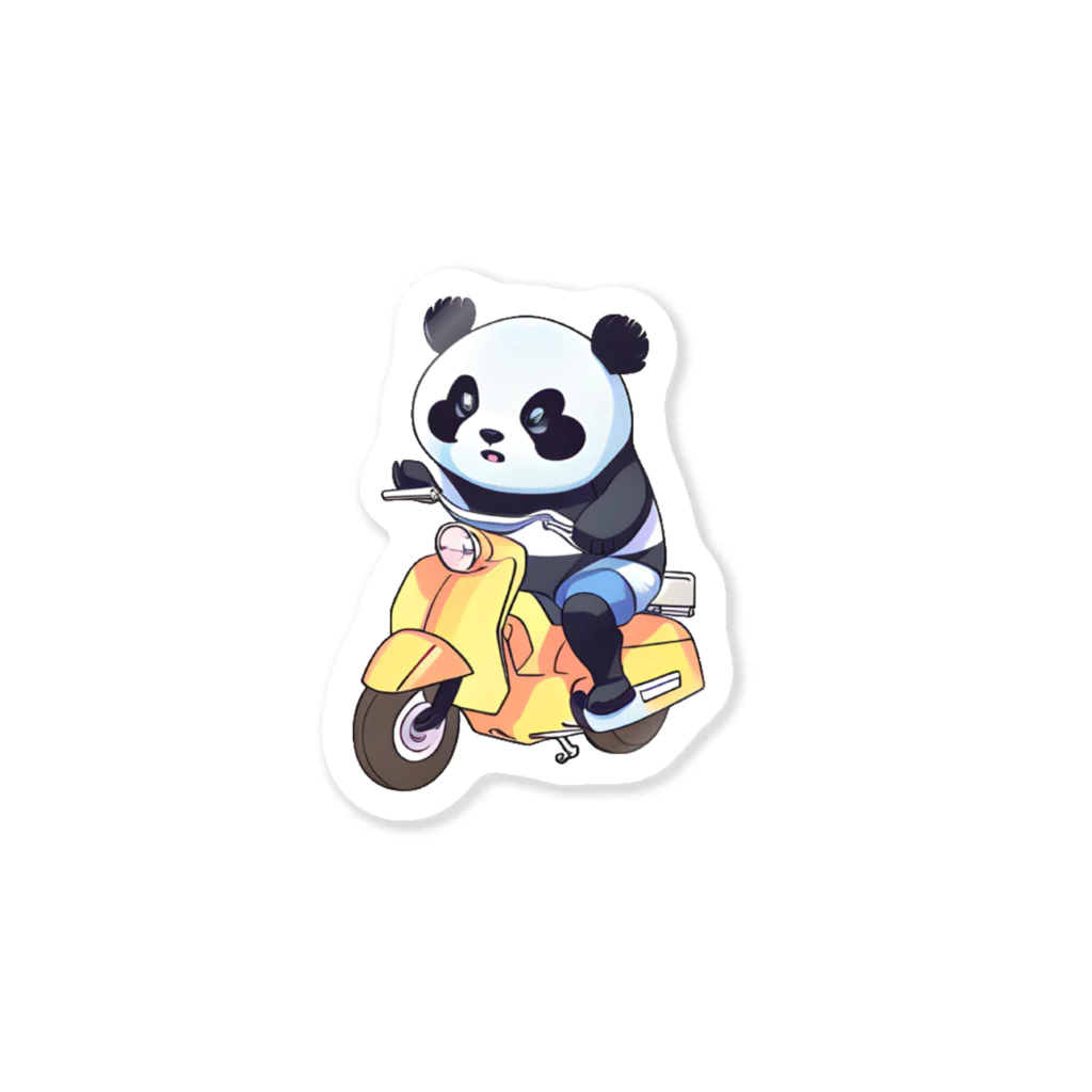 hase©のバイクに乗っているパンダ ステッカー