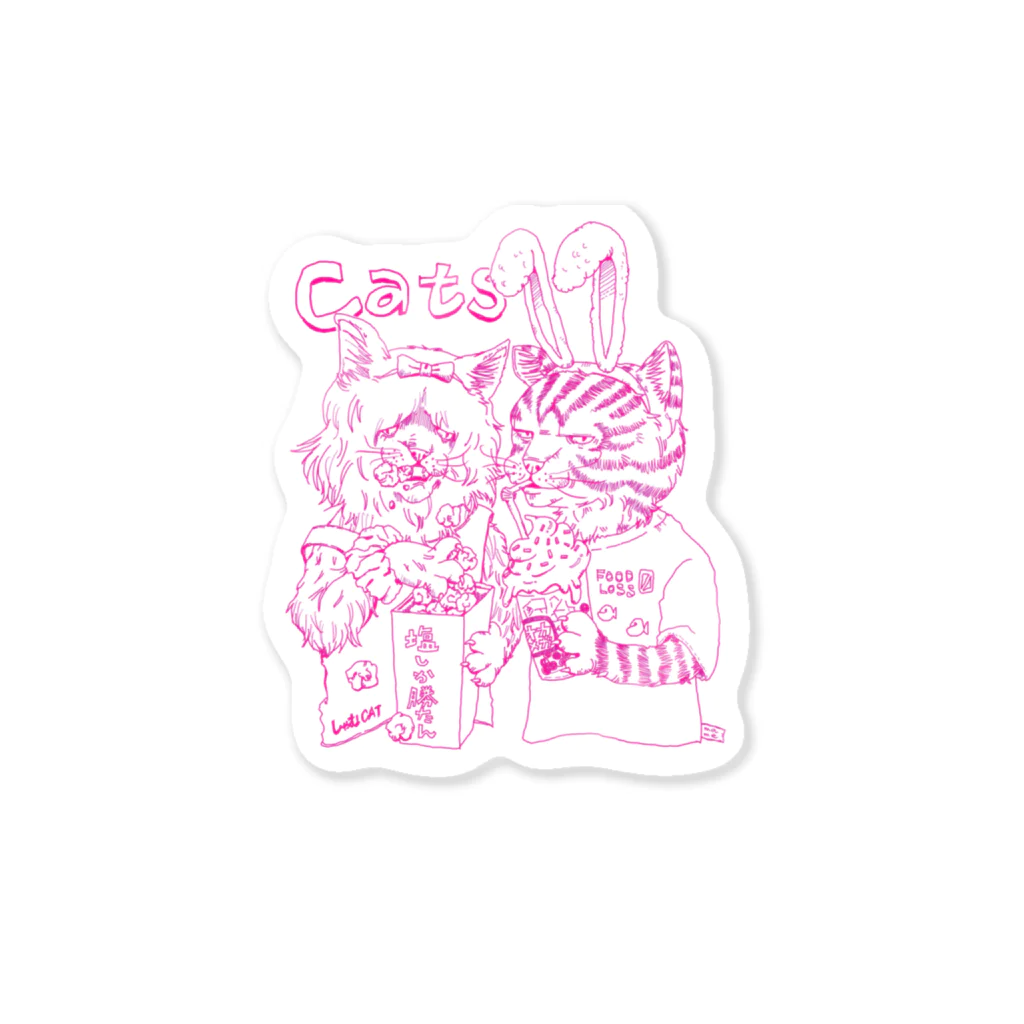 mameのお店の猫ちゃんず　ピンク Sticker