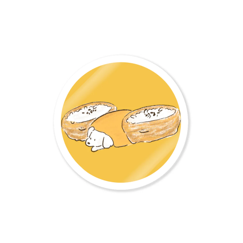 おかかのいなり寿司と白い犬 Sticker