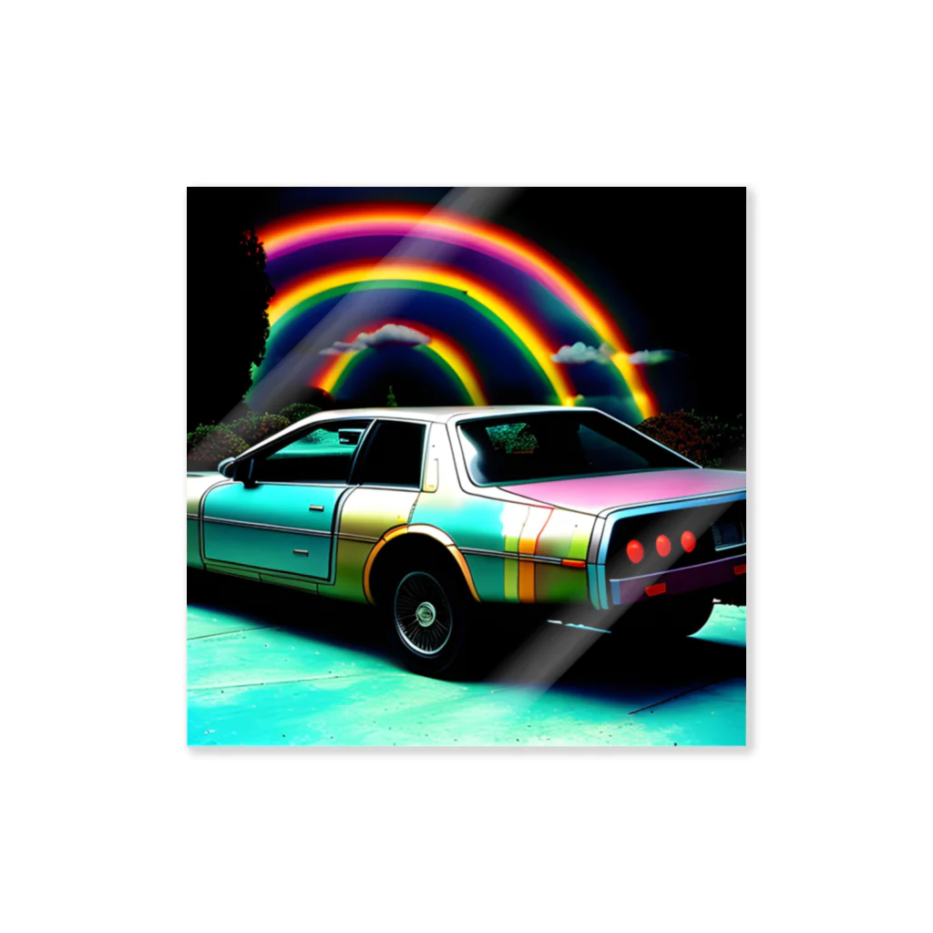 udominの虹色の車 ステッカー