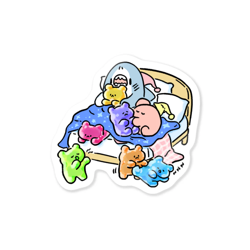 サメとメンダコ[namelessmm2]のおやすみ！くまグミ Sticker