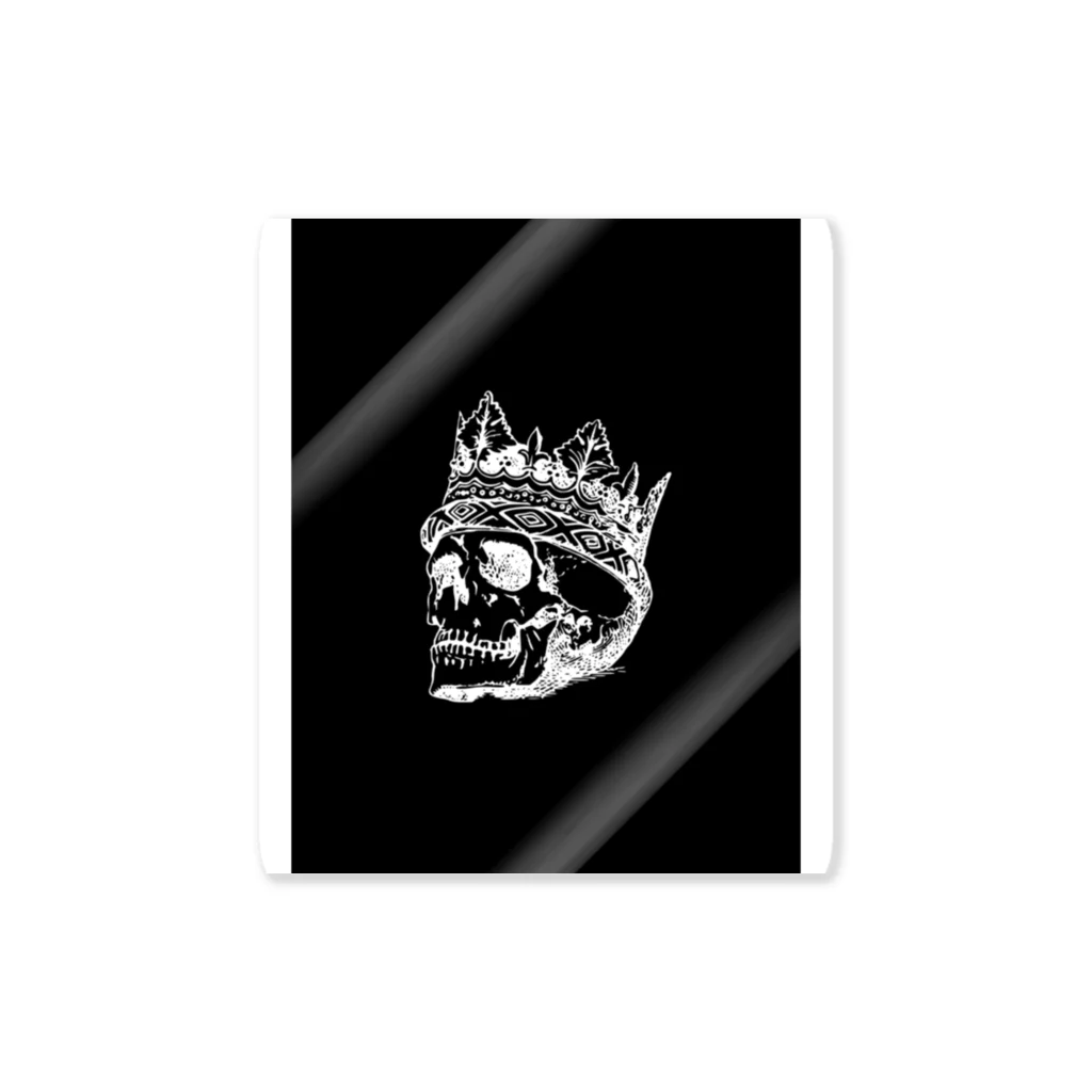 COOL&SIMPLEのBlack White Illustrated Skull King  Sticker