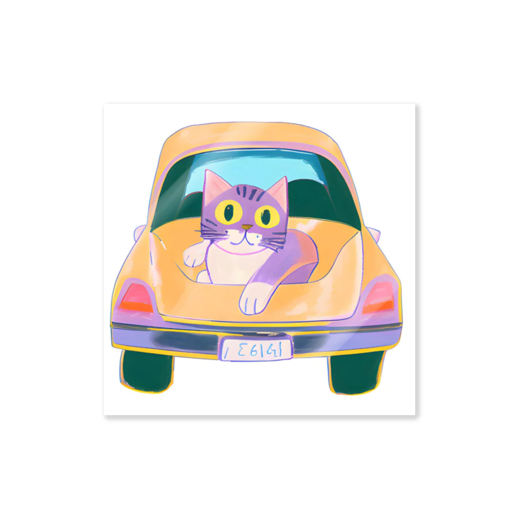 猫、かわいい系ショップの車の猫 ステッカー