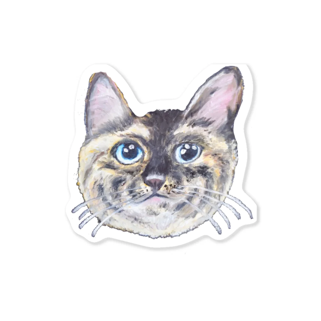 れいにゃん堂&れいにゃあ～と😺のチョークアートの見上げるサビ猫 Sticker