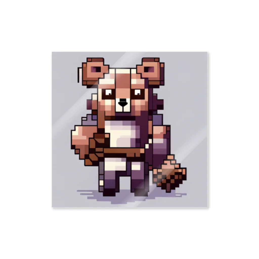 ゆうぴっく・NFTキャラクターグッズのドット絵ー動物戦士メカニック小熊 Sticker