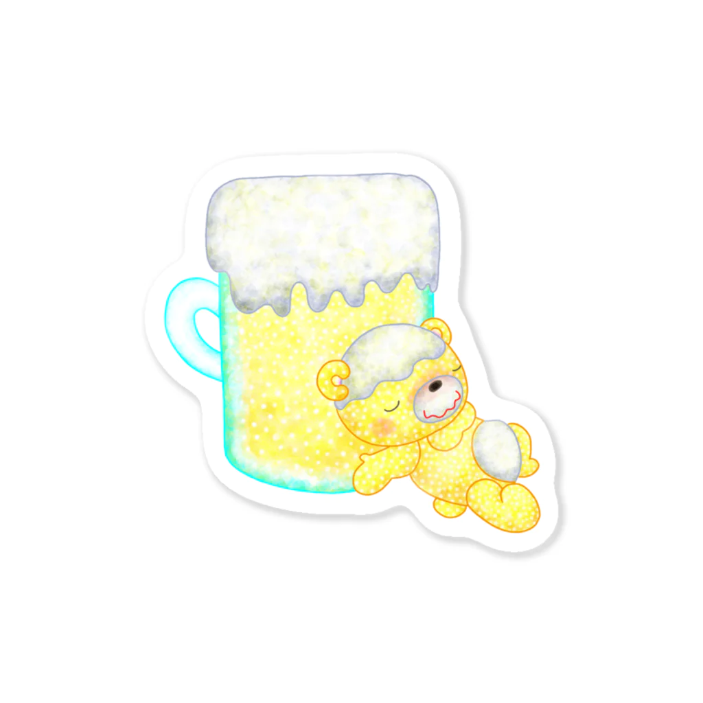 satoayaのアニマルカフェのドリンクマ　ビールクマ Sticker