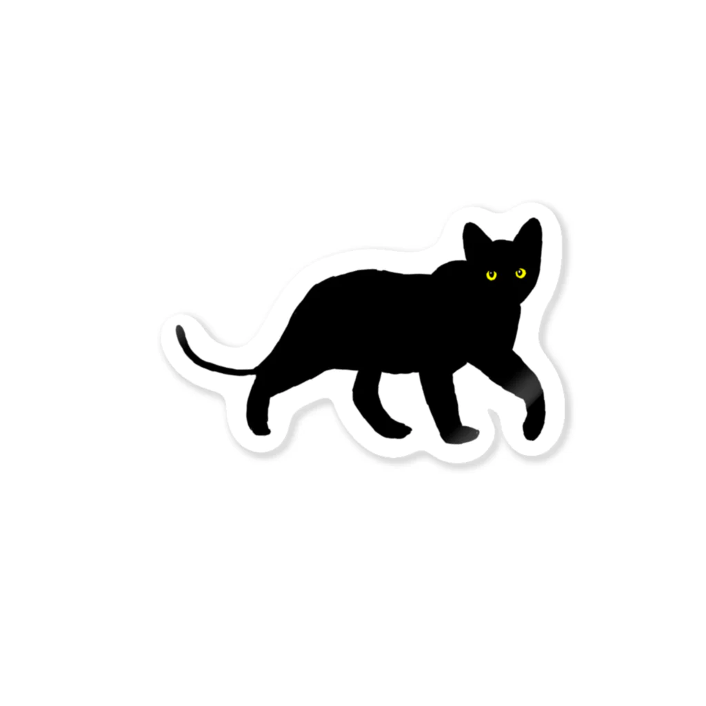 シンプルねこのあるく黒猫 Sticker