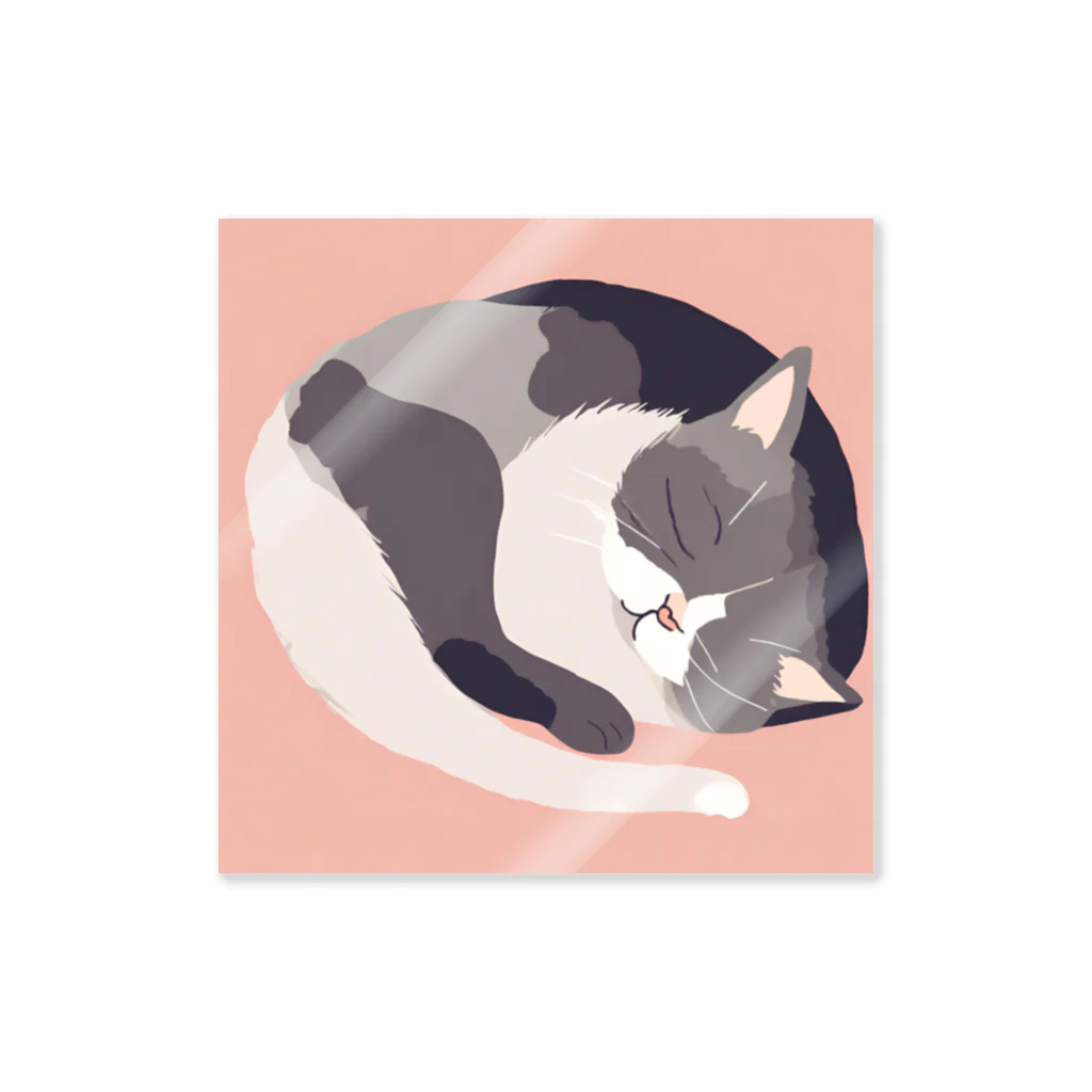 銀の時の寝ている猫のイラスト Sticker