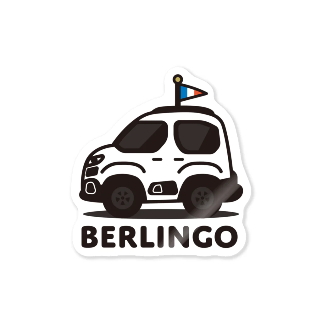 Grunherz@肉レンジャイイエローのシトロエン ベルランゴ[ブラン イシ] ステッカー/キーホルダー/バッヂ CITROËN BERLINGO かわいい おしゃれ  ステッカー