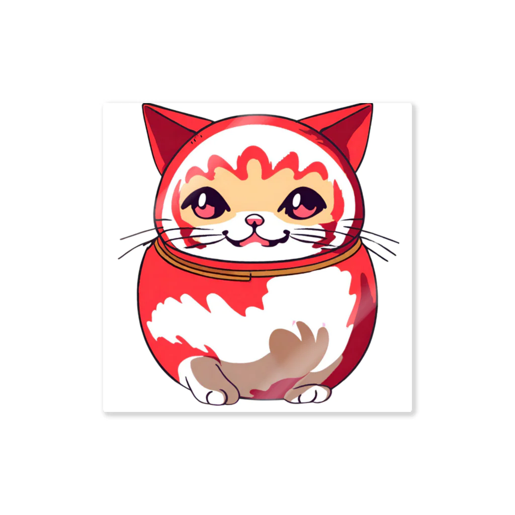 可愛い猫ちゃんの開運ダルマ猫ちゃん Sticker