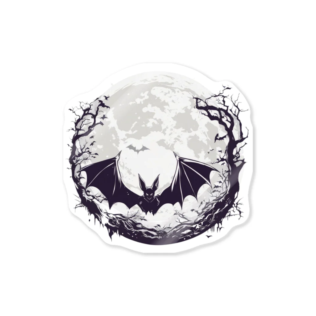 HMTの蝙蝠と月「bat and moon」 Sticker