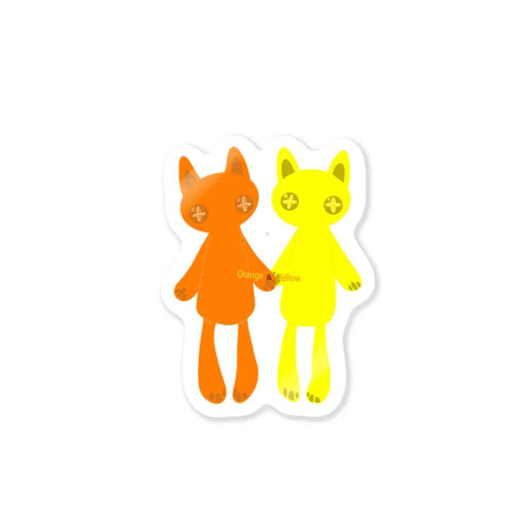 まゆれての推しペアCATDOLL（orange＆yellow） ステッカー