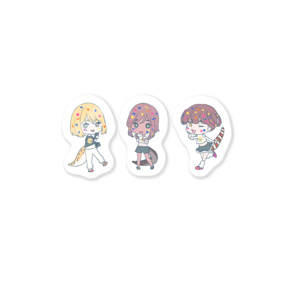 puppukapuのとかげっこ3人単体 Sticker