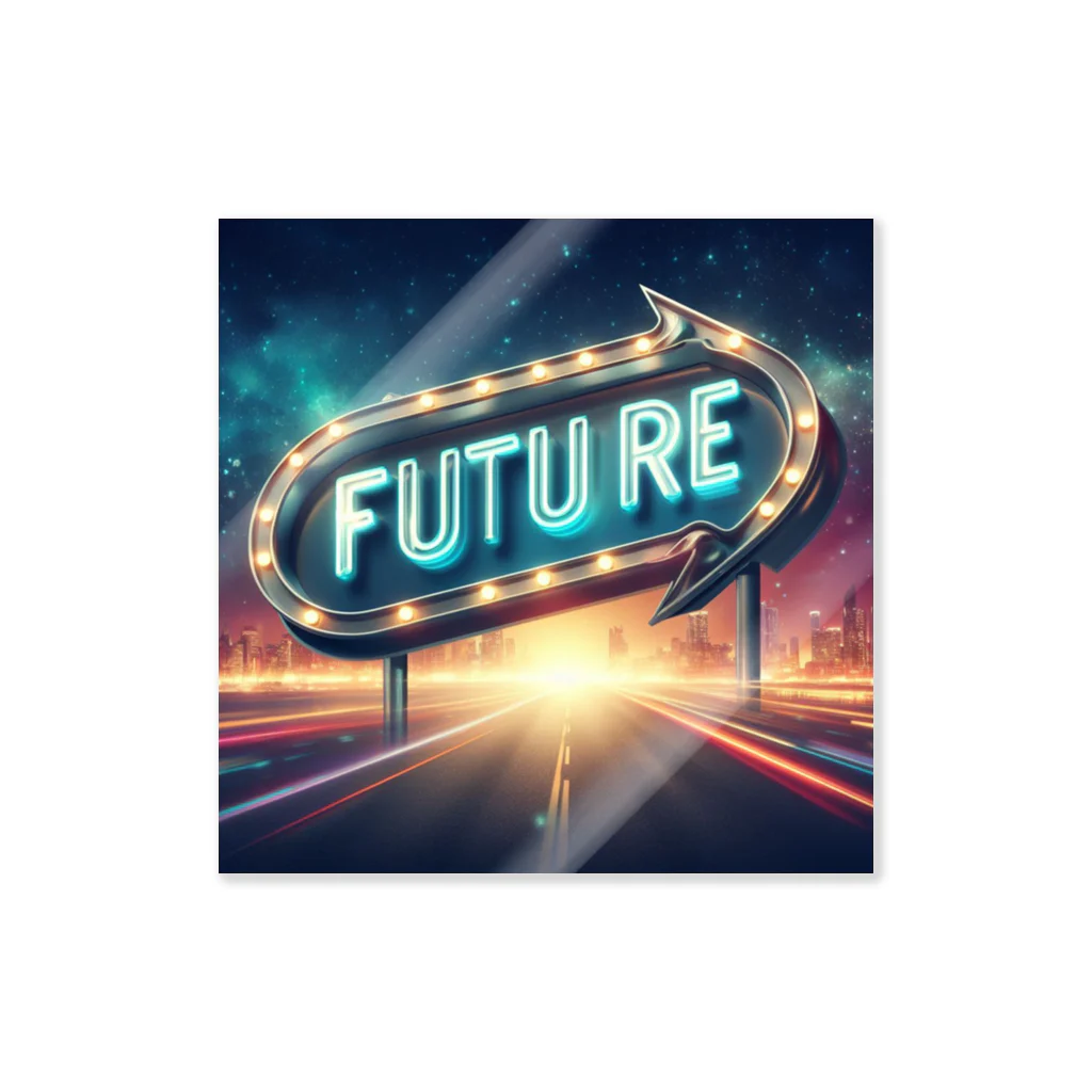 ワンダーワールド・ワンストップのFUTURE　文字入り未来を感じさせるイラスト Sticker